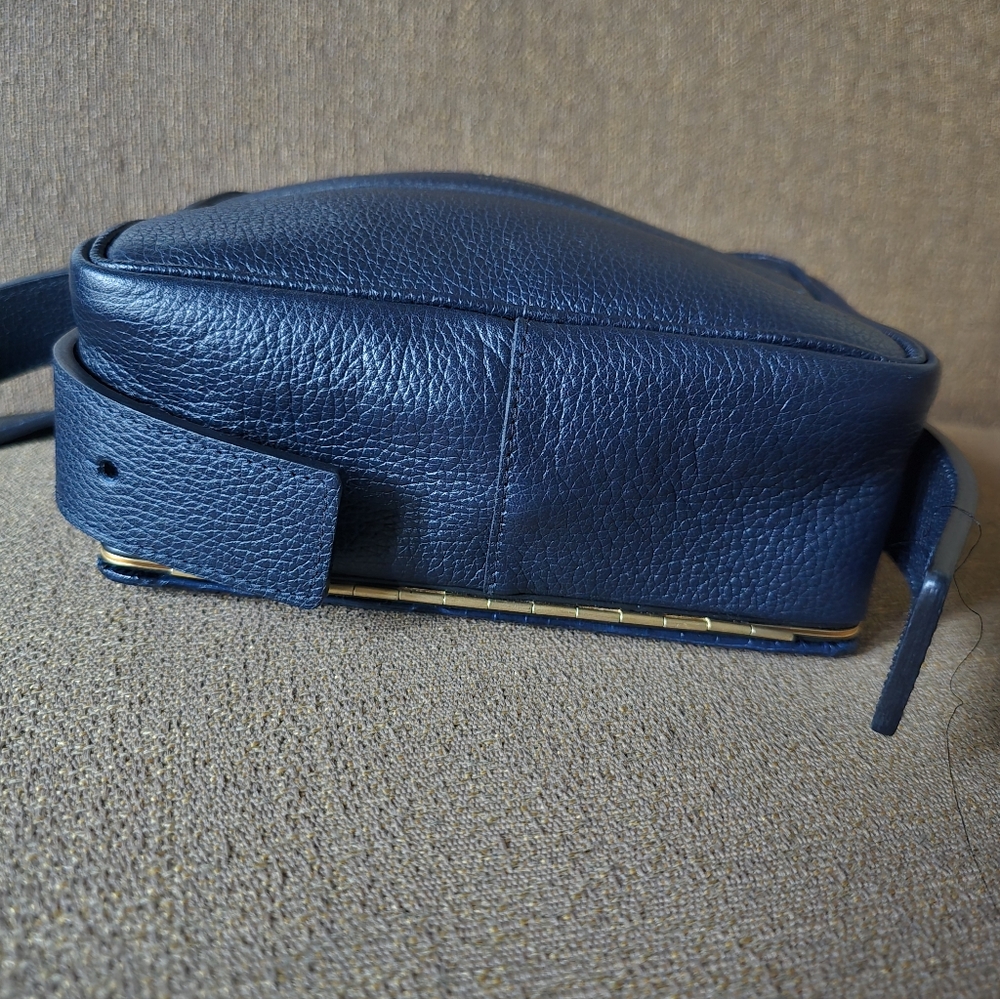 Lutz Morris Maya Brandon Crocs Side/Leather  Elegant Navy Blue Crossbody Bag - Picture 7 of 14